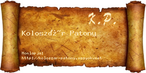 Koloszár Patony névjegykártya